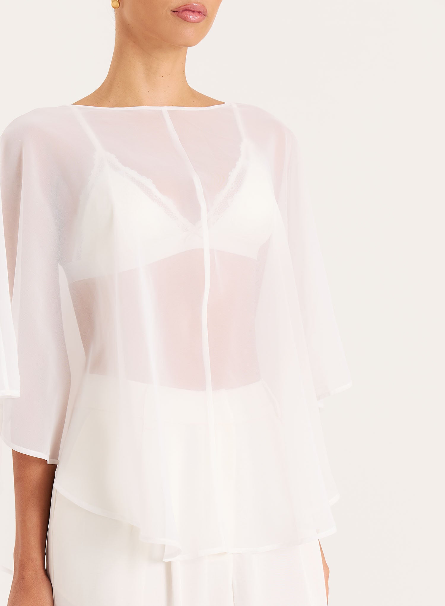 Cream Sheer Cape Top